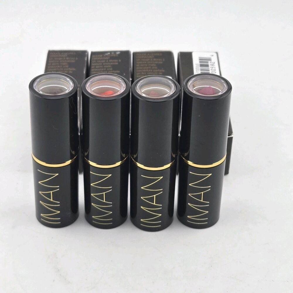IMAN Luxury Moisturizing Lipstick Lot of 4 Semi-Matte Gift Set 4 Colors New